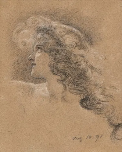 Head study for 'The Cave of the Storm Nymphs' by Эдвард Джон Пойнтер, 1891 — digital art print download