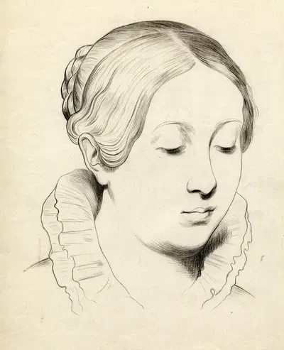 Portret van een jonge vrouw by Жерар Портьель, 1870 — digital art print download