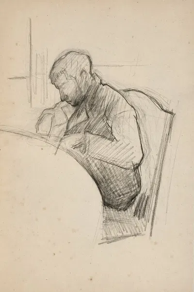 René Caillebotte à table, étude pour Le Déjeuner by Гюстав Каййботт — digital art print download