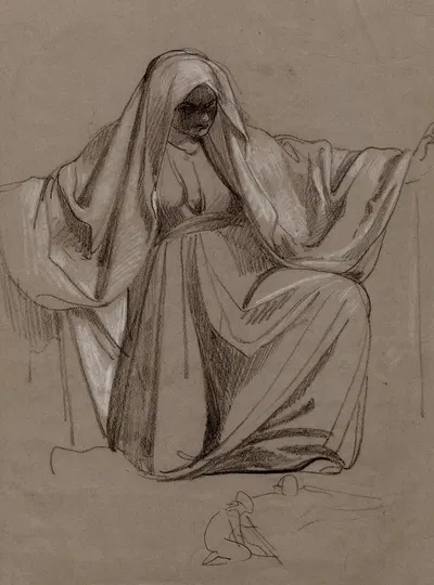 Schets van een knielende vrouw by Jan Portaels — digital art print download