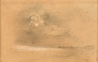 Jeune femme allongée dans un paysage by Жан-Батист Карпо, 1874 — digital art print download