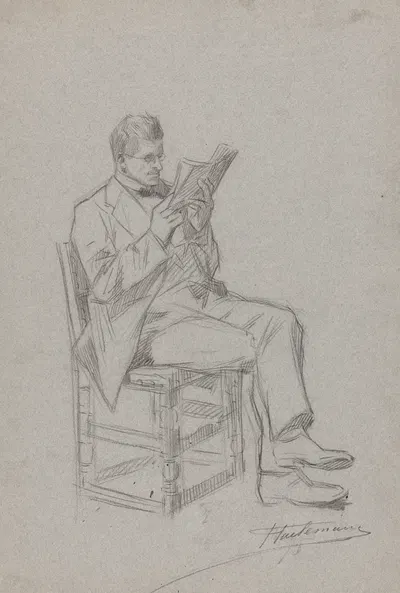 Homme lisant, assis sur une chaise by Жан-Франсуа Таелеманс — digital art print download