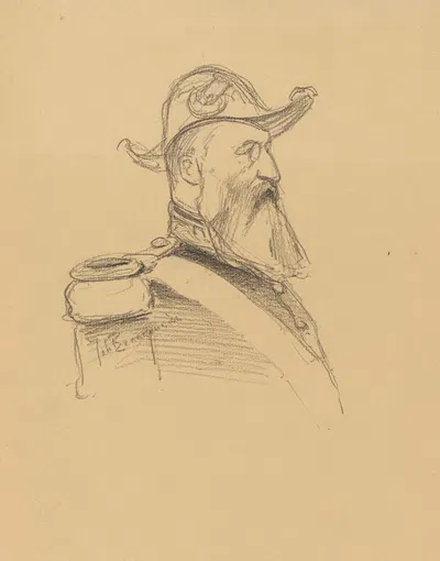 Portrait de Léopold II roi des Belges, de 3-4 face, avec bicorne et binocle by Жан-Франсуа Таелеманс, 1895 — digital art…