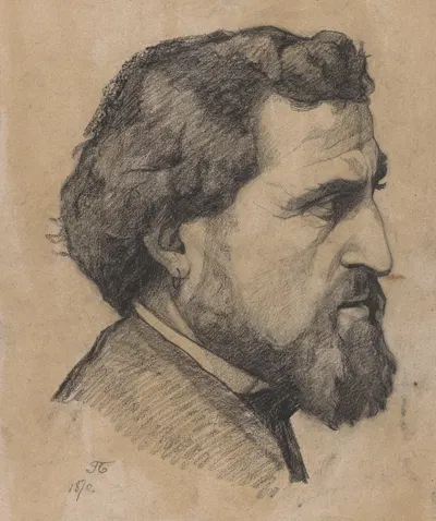 Portrait d'homme barbu, de profil côté droit, un anneau à l'oreille by Jean-François Taelemans, 1870 — digital art print…