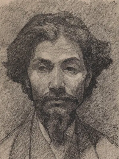 Portrait of Félicien Rops by Жан-Франсуа Таелеманс, 1871 — digital art print download