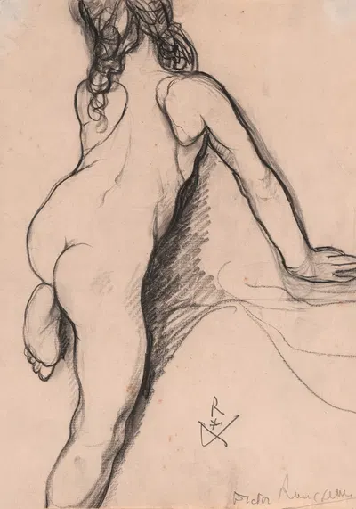 Nude adolescent seen from behind by Виктор Руссо, 1865 — digital art print download