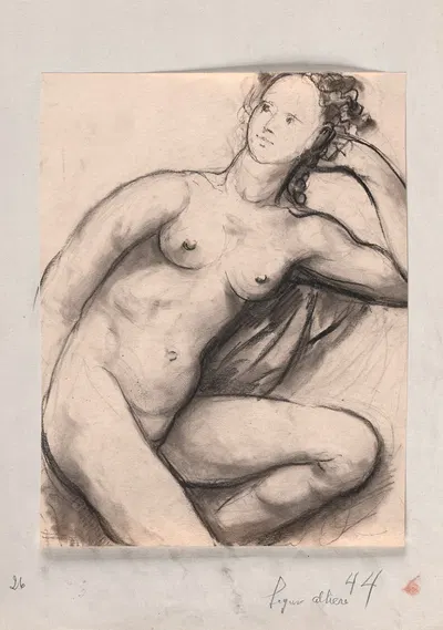 Reclining female nude by Виктор Руссо, 1944 — digital art print download