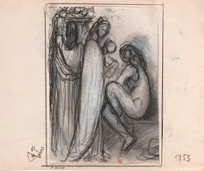 Three women by Виктор Руссо, 1953 — digital art print download