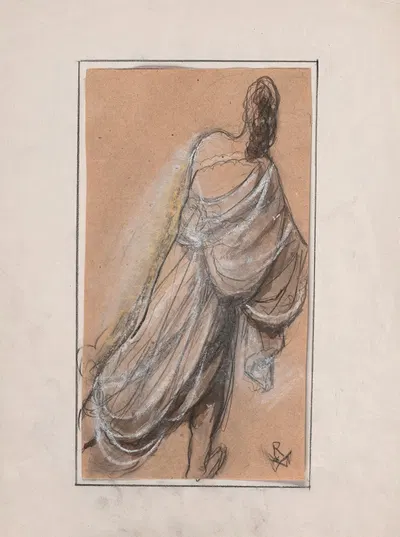 Woman with bare shoulder seen from behind by Виктор Руссо, 1880 — digital art print download