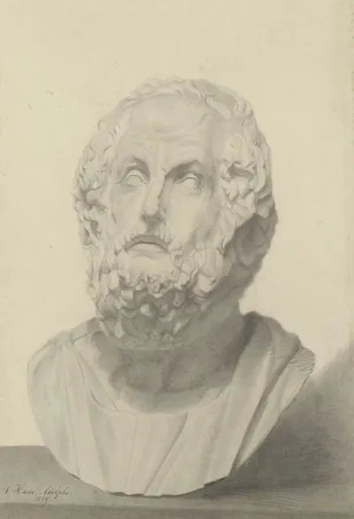 Bust of Homer by Adolphe Hano, 1869 — digital art print download