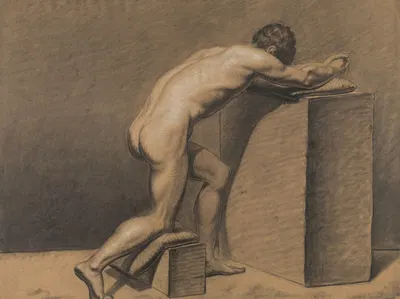 Kneeling male nude by Albert Voituron — digital art print download