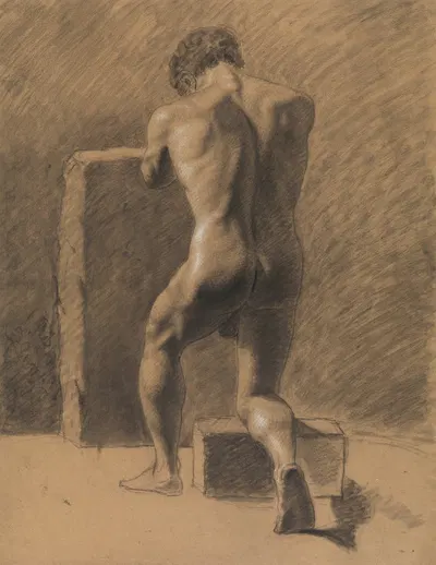 Kneeling male nude by Albert Voituron — digital art print download