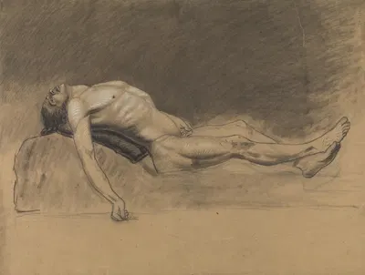 Reclining male nude by Albert Voituron — digital art print download