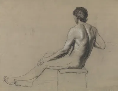 Seated nude by Albert Voituron — digital art print download