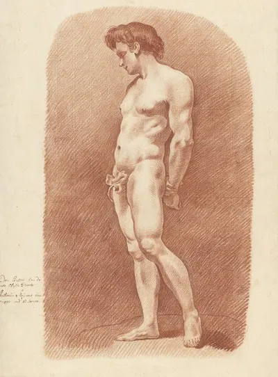 Nude young man holding his hands behind his back by Antoine Ignace Steyaert, 1774 — digital art print download