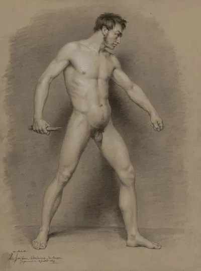 Standing male nude by Antoon Joostens, 1839 — digital art print download