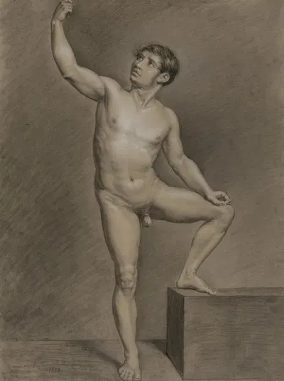 Standing male nude by Auguste Van de Steene, 1822 — digital art print download