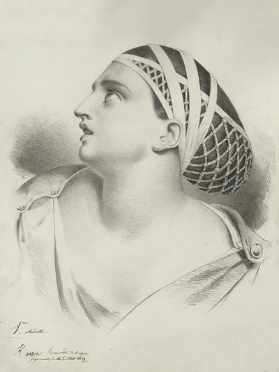 Bust of a woman looking up by Bernard Haazen, 1839 — digital art print download