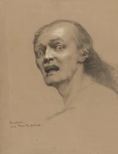 Academic expression study: fright by Bruno Van Hollebeke, 1833-1850 — digital art print download