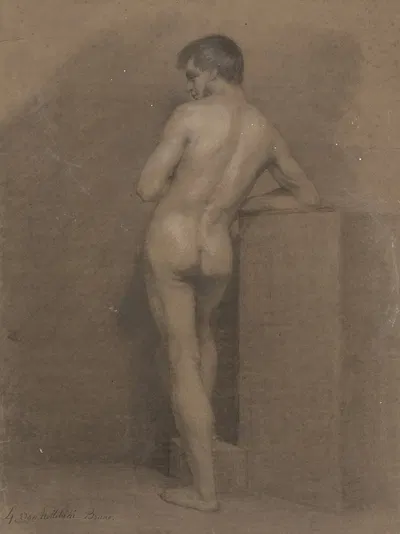 Standing male nude, seen from behind by Bruno Van Hollebeke, 1839 — digital art print download