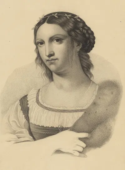 Bust of a young woman with earring by Carolus Loys, 1824 — digital art print download