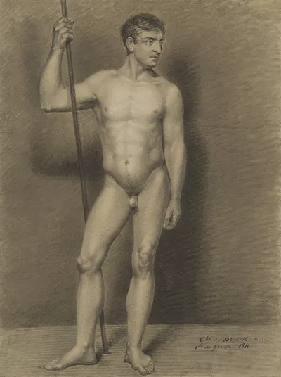 Standing male nude by Charles De Breuck, 1811 — digital art print download