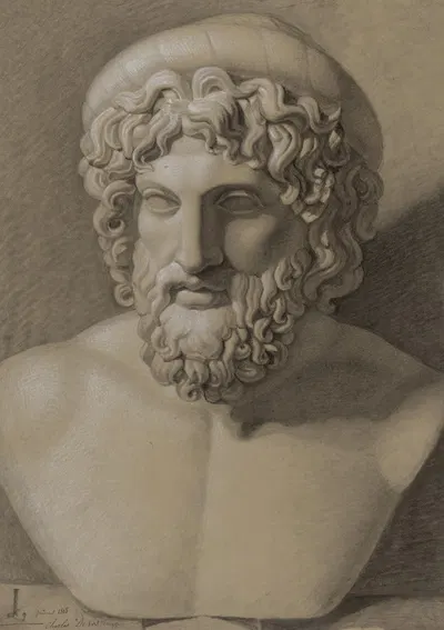Bust of Asclepius by Charles Devos, 1818 — digital art print download
