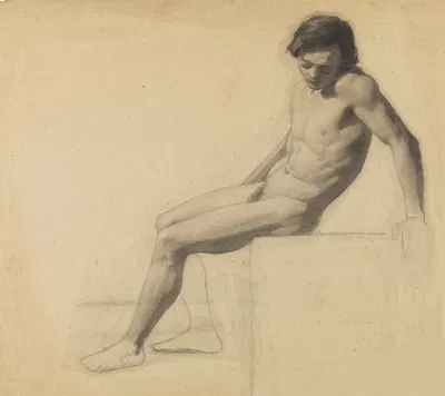 Seated male nude by Шарль Онгена — digital art print download