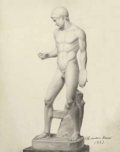 Academic study after a sculpture: Discophoros by Шарль Руссо, 1882 — digital art print download