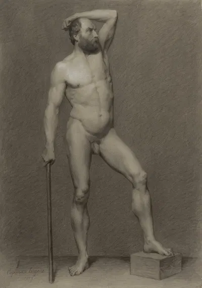Standing male nude by Eugène Jean Copman, 1859 — digital art print download
