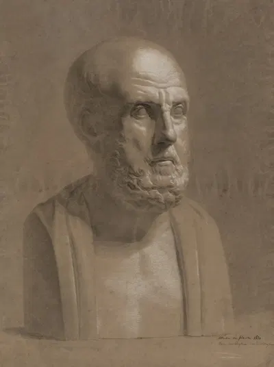 Bust of Hippocrates by Eugene van Maldeghem, 1830 — digital art print download