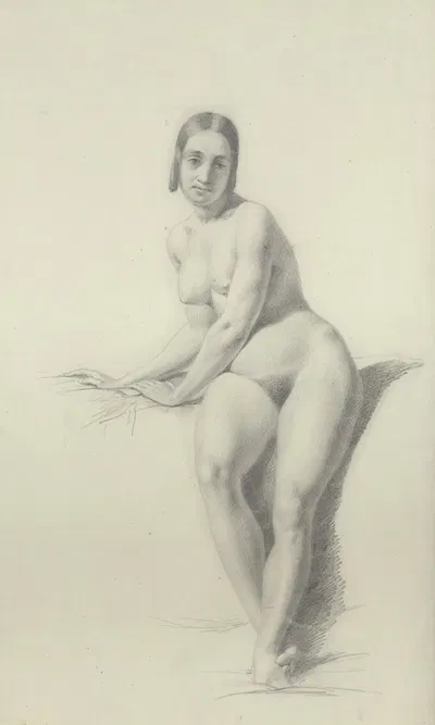 Seated female nude by Félix de Vigne — digital art print download