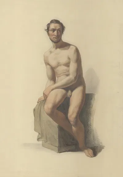 Seated male nude by Феликс де Винь — digital art print download