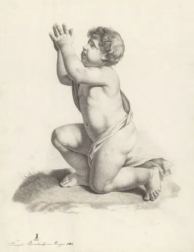 Kneeling, pleading boy by François Brendonck, 1804 — digital art print download