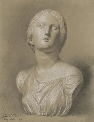 Bust of a fleeing Niobide by Henri Dobbelaere, 1838 — digital art print download