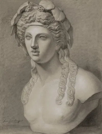 Bust of Dionysus by Henry Jean Becquet, 1833 — digital art print download