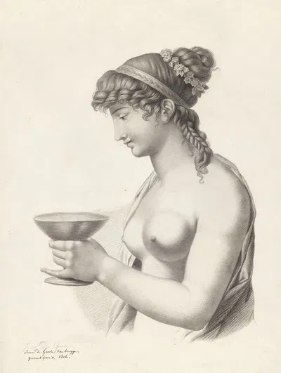 Half-figure of a woman with chalice by Jean de Groote, 1806 — digital art print download