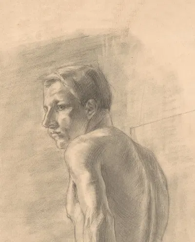 Male nude, half-length, facing left by Йохан Бракенсик — digital art print download