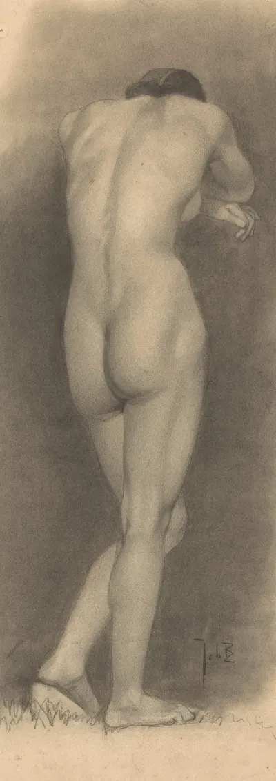 Male nude, half-length, looking down by Йохан Бракенсик — digital art print download