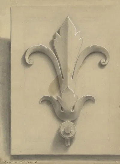 Academic ornament study: Fleur-de-lis by Joseph Dinnewet, 1842-1846 — digital art print download
