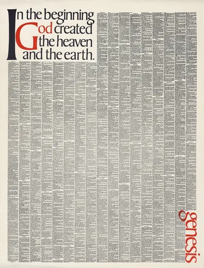 In the beginning God created the heaven and the earth. Genesis by Herb Lubalin, 1965 — digital art print download