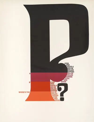 Where's the 'P' if a Peter Piper picked a peck of pickled peppers… by Herb Lubalin, 1965 — digital art print download