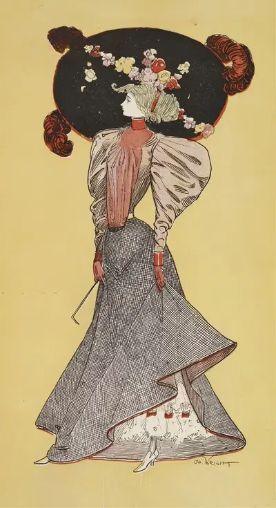 Женщина в большой шляпе by Чарльз Райт, 1895 - 1896 — digital art print download