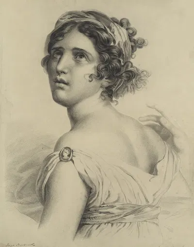 Half-figure of Corinne by Joseph van Biesbrouck, 1833 — digital art print download