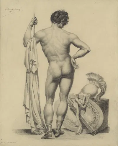 Soldier at rest seen from behind by Joseph van Biesbrouck, 1833 — digital art print download