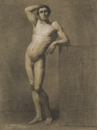 Standing male nude by Jules Wagemaeker, 1854 — digital art print download