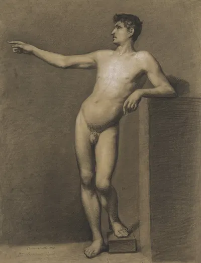 Standing male nude by Leopold Devriendt, 1853 — digital art print download