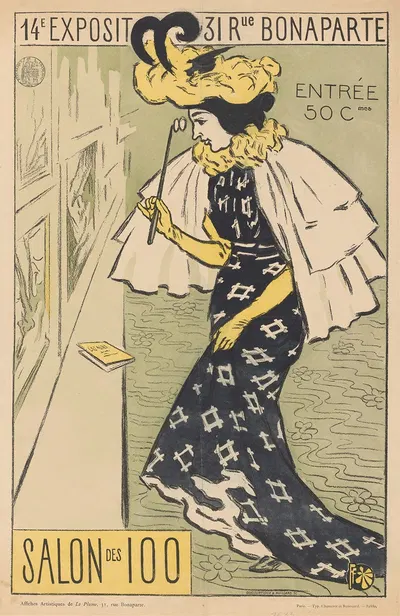 Poster for the fourteenth exhibition of the Salon des 100 by Фернан Фо, 1895 — digital art print download