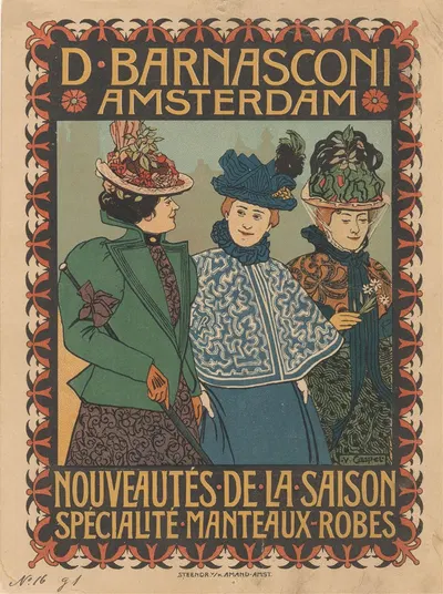 Advertisement of clothing store D. Barnasconi in Amsterdam by Иоганн Георг ван Каспель, 1880 - 1928 — digital art print…