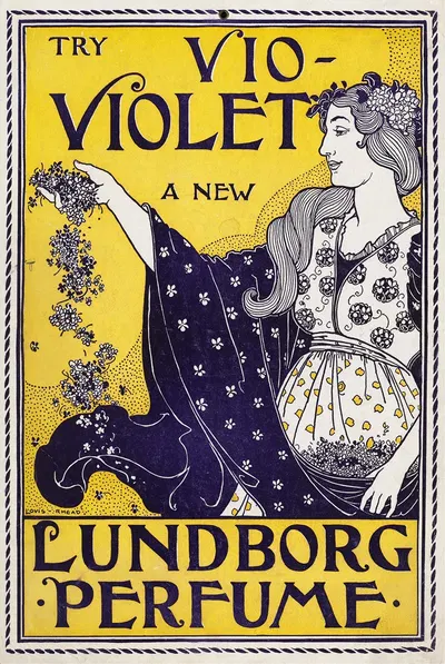A woman holds flowers by Louis Rhead, 1890-1920 — digital art print download